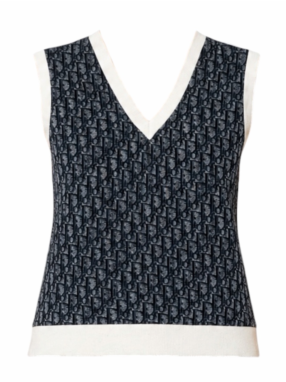 Vintage Christian Dior Galliano Oblique Monogram Logo Sleeveless Knit Vest Top